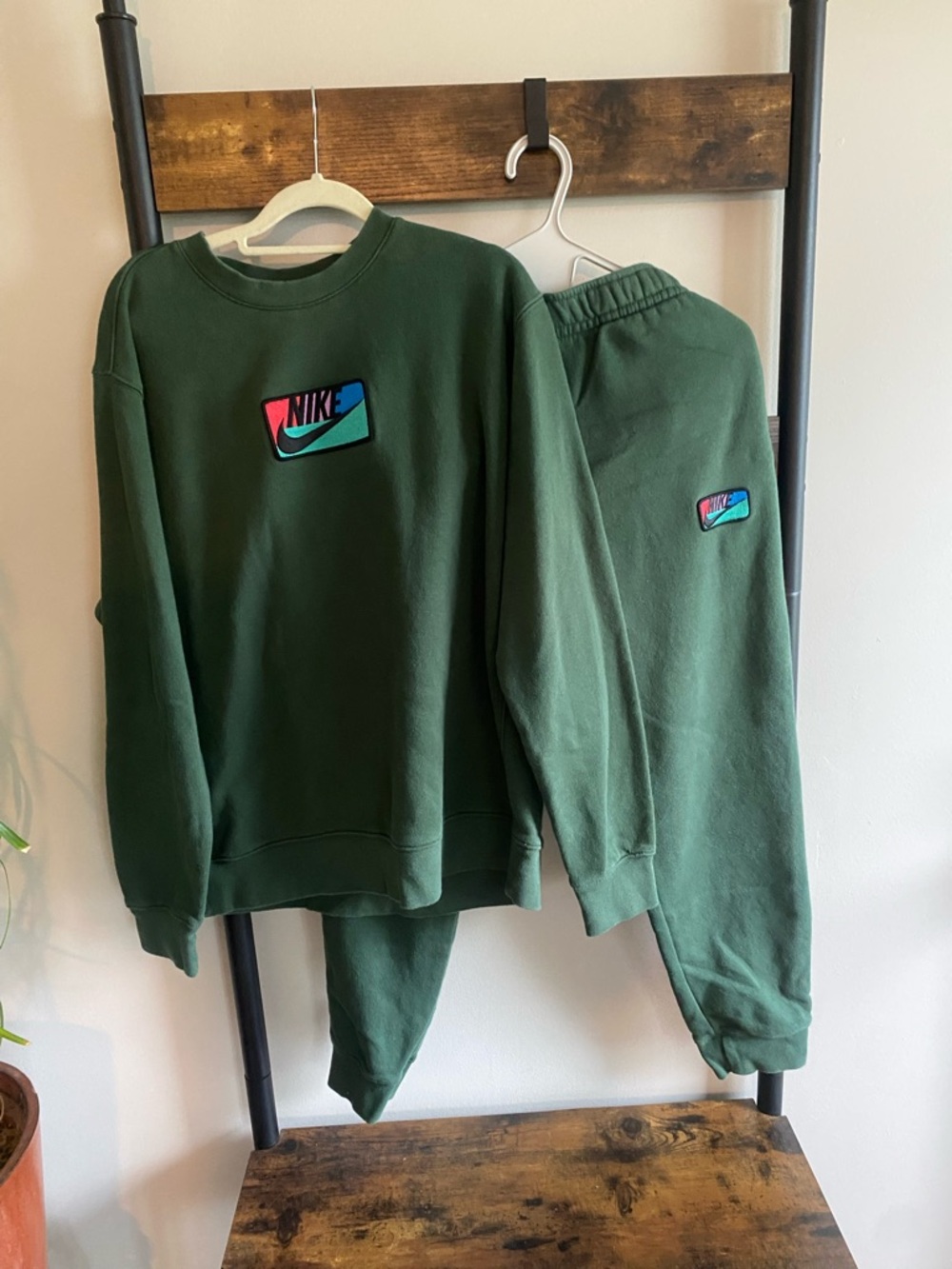 Nike Dark Green Pullover with Multicolor Logo Patch